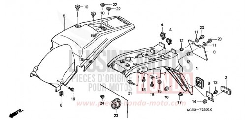 GARDE-BOUE ARRIERE (XR250R-CL/DK/U) (XR250RT-W) (ED) XR250RX de 1999
